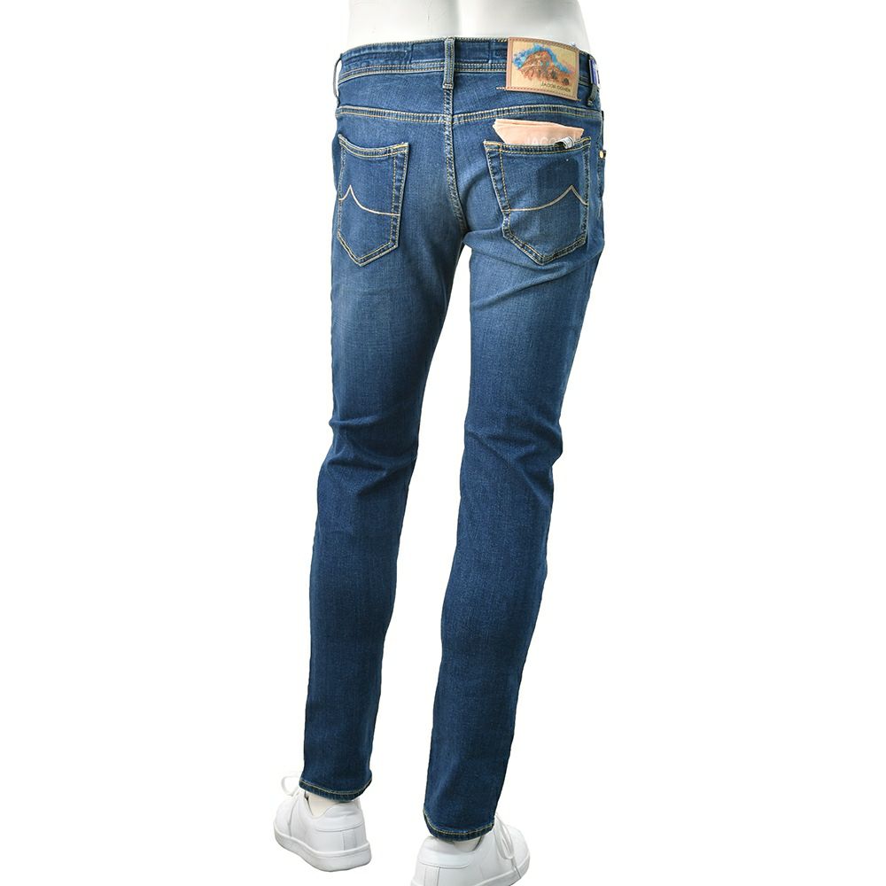 ヤコブコーエンJACOBCOHENデニムパンツメンズストレッチジーンズNICKSLIMニックスリムモデルインディゴウォッシュスーパースリムフィットハラコバックパッチ国内正規品でらでら公式ブランド