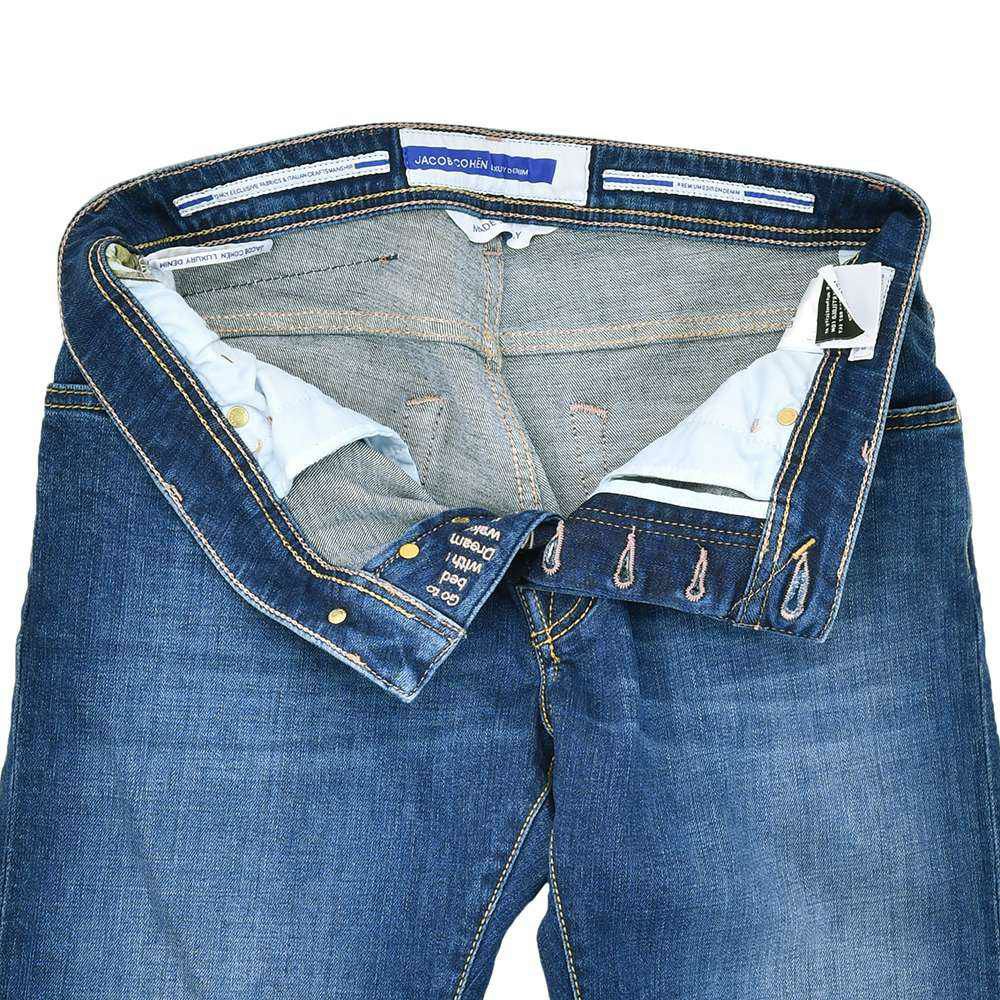 ヤコブコーエンJACOBCOHENデニムパンツメンズストレッチジーンズNICKSLIMニックスリムモデルインディゴウォッシュスーパースリムフィットハラコバックパッチ国内正規品でらでら公式ブランド