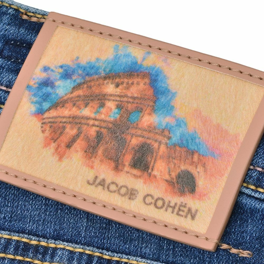 ヤコブコーエンJACOBCOHENデニムパンツメンズストレッチジーンズNICKSLIMニックスリムモデルインディゴウォッシュスーパースリムフィットハラコバックパッチ国内正規品でらでら公式ブランド