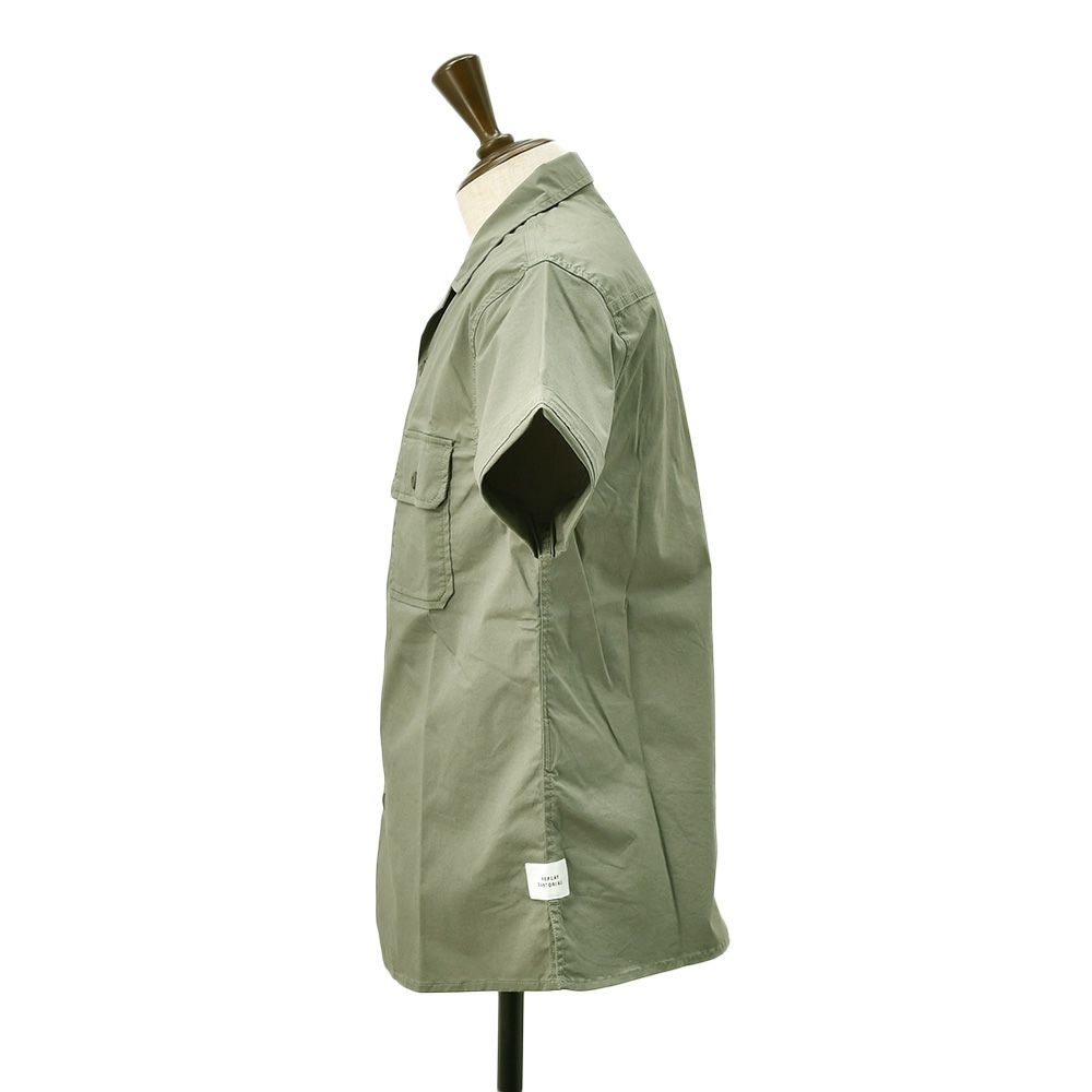 リプレイREPLAYサファリシャツメンズM4116半袖シャツオリーブグレーコットンポリオープンカラーシャツボックスシルエット国内正規品でらでら公式ブランド