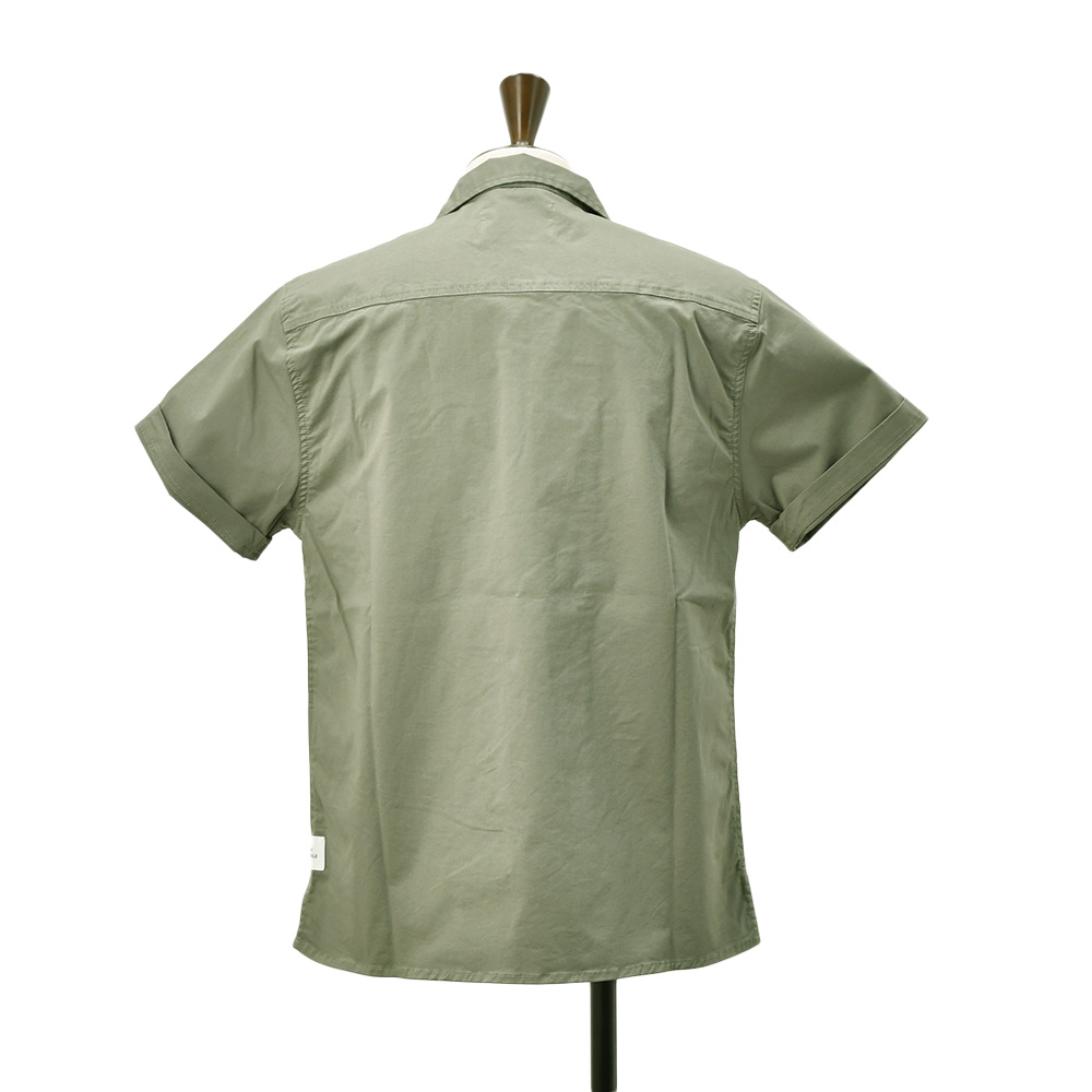 リプレイREPLAYサファリシャツメンズM4116半袖シャツオリーブグレーコットンポリオープンカラーシャツボックスシルエット国内正規品でらでら公式ブランド