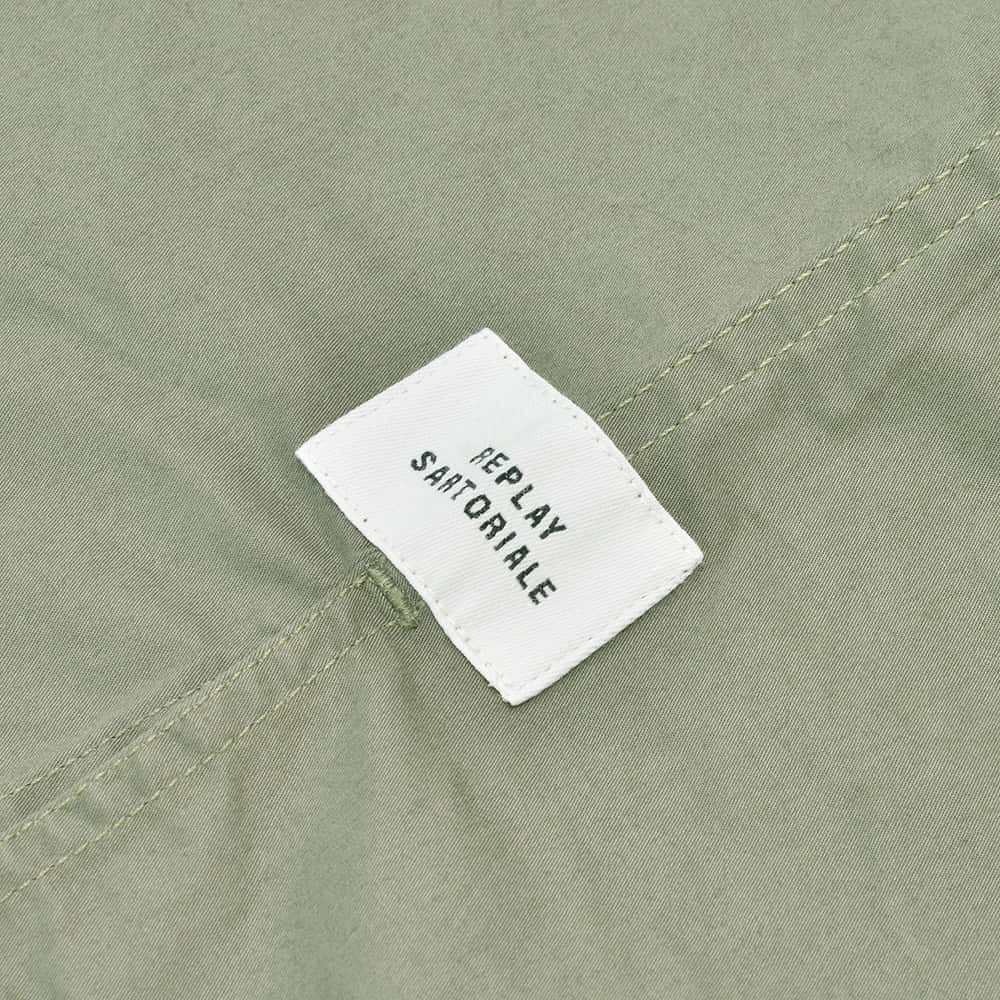リプレイREPLAYサファリシャツメンズM4116半袖シャツオリーブグレーコットンポリオープンカラーシャツボックスシルエット国内正規品でらでら公式ブランド