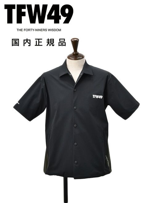 TFW49ティーエフダブリューフォーティーナインコーチシャツメンズ半袖切り替えデザインブラック×カーキポリエステル吸水速乾接触冷感UVカット国内正規品でらでら公式ブランド