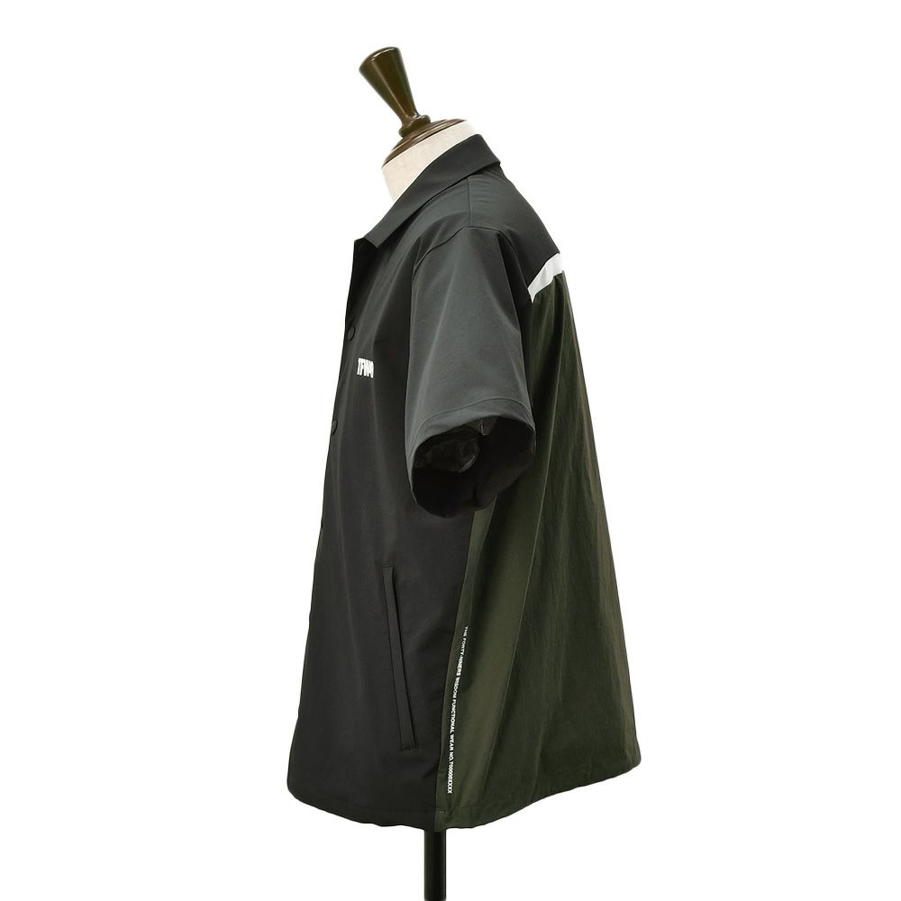 TFW49ティーエフダブリューフォーティーナインコーチシャツメンズ半袖切り替えデザインブラック×カーキポリエステル吸水速乾接触冷感UVカット国内正規品でらでら公式ブランド