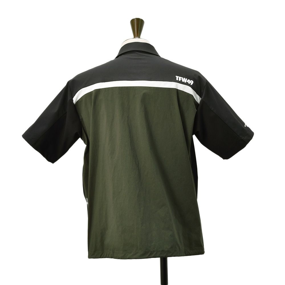 TFW49ティーエフダブリューフォーティーナインコーチシャツメンズ半袖切り替えデザインブラック×カーキポリエステル吸水速乾接触冷感UVカット国内正規品でらでら公式ブランド