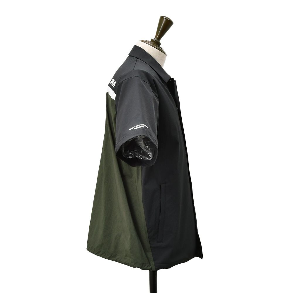 TFW49ティーエフダブリューフォーティーナインコーチシャツメンズ半袖切り替えデザインブラック×カーキポリエステル吸水速乾接触冷感UVカット国内正規品でらでら公式ブランド