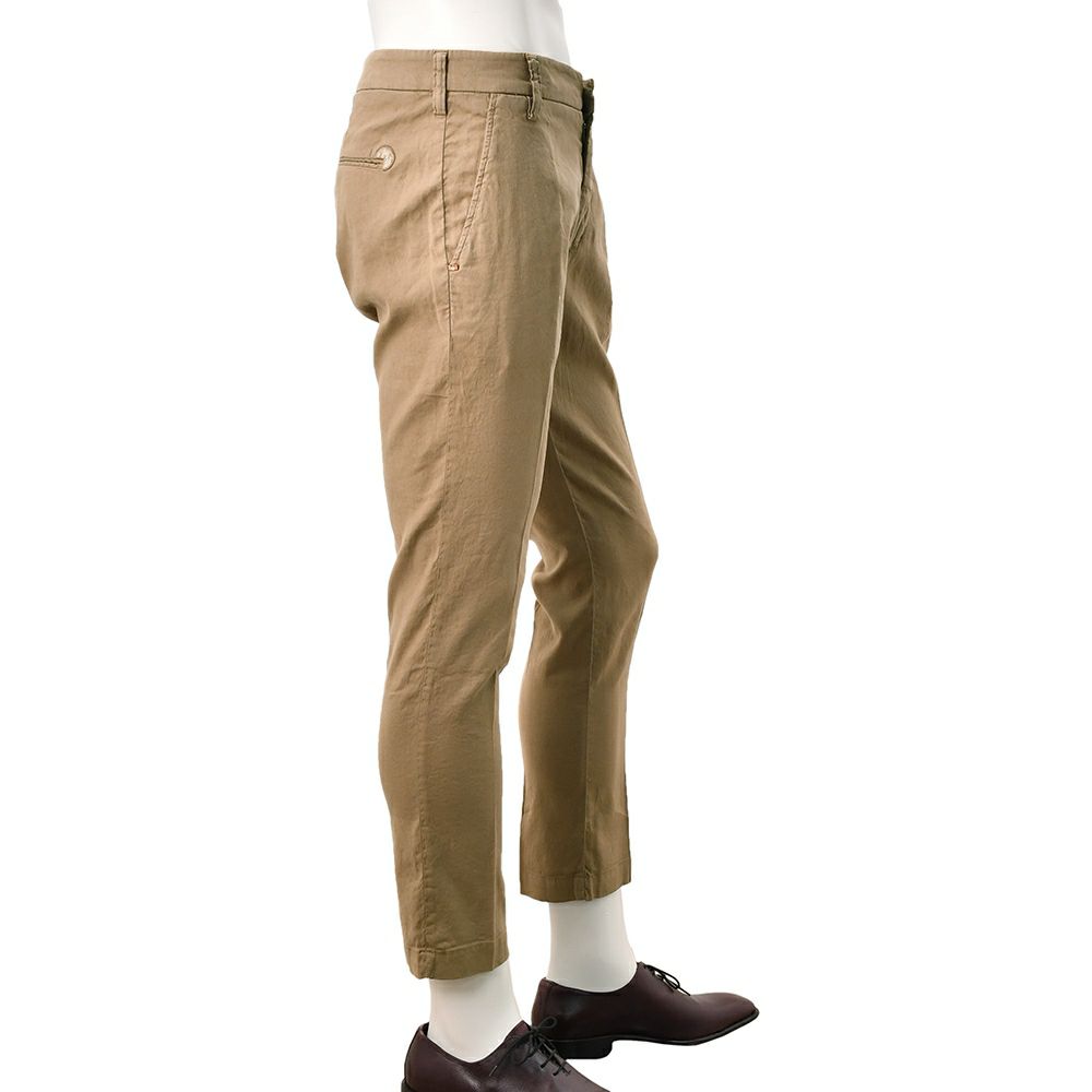 アントレアミENTREAMIS微ストレッチパンツメンズ8188モデルリネンコットンブラウンクロップド丈スリムテーパード薄手国内正規品でらでら公式ブランド