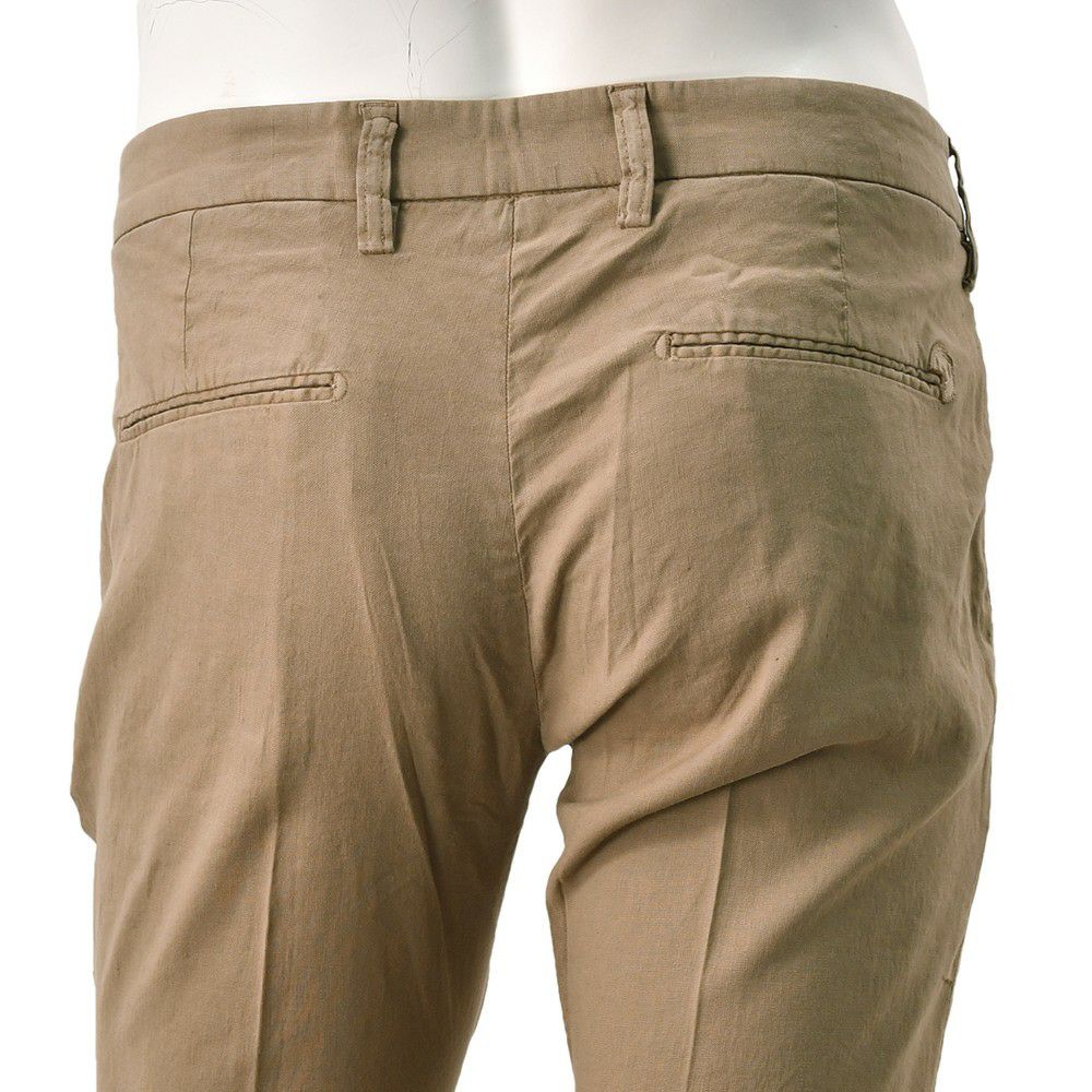 アントレアミENTREAMIS微ストレッチパンツメンズ8188モデルリネンコットンブラウンクロップド丈スリムテーパード薄手国内正規品でらでら公式ブランド