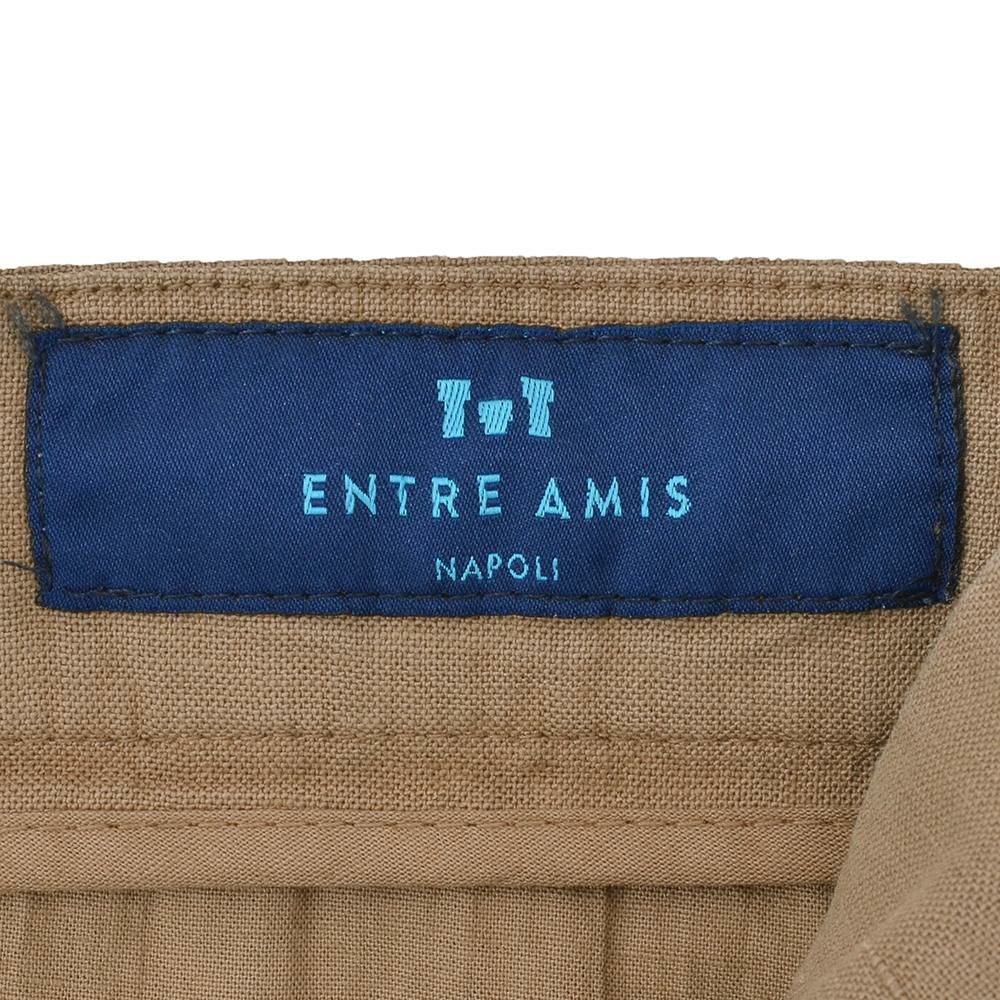 アントレアミENTREAMIS微ストレッチパンツメンズ8188モデルリネンコットンブラウンクロップド丈スリムテーパード薄手国内正規品でらでら公式ブランド