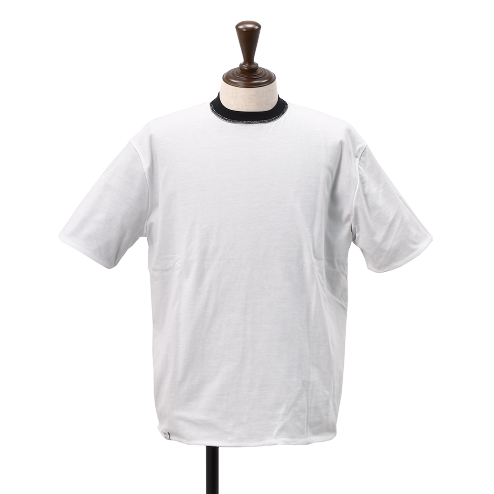 エラシオELACIOリバーシブルTシャツメンズ半袖クルーネックカットソーコットンスムースジャージーブラック×ホワイト黒×白無地デザインレギュラーシルエット国内正規品でらでら公式ブランド