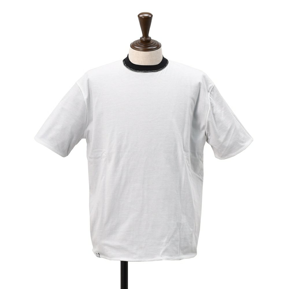 エラシオELACIOリバーシブルTシャツメンズ半袖クルーネックカットソーコットンスムースジャージーブラック×ホワイト黒×白無地デザインレギュラーシルエット国内正規品でらでら公式ブランド