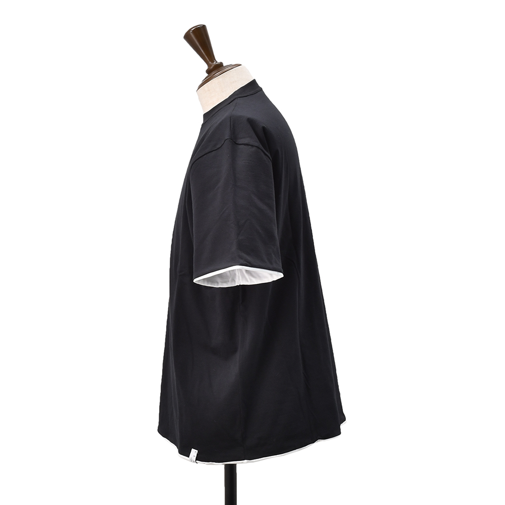 エラシオELACIOリバーシブルTシャツメンズ半袖クルーネックカットソーコットンスムースジャージーブラック×ホワイト黒×白無地デザインレギュラーシルエット国内正規品でらでら公式ブランド