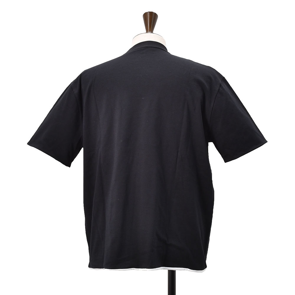 エラシオELACIOリバーシブルTシャツメンズ半袖クルーネックカットソーコットンスムースジャージーブラック×ホワイト黒×白無地デザインレギュラーシルエット国内正規品でらでら公式ブランド