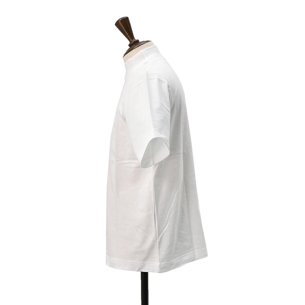 エラシオELACIOモックネック半袖Tシャツメンズショートスリーブカットソーコットンスムースジャージーホワイト白無地デザインレギュラーシルエット国内正規品でらでら公式ブランド