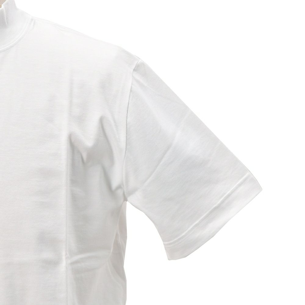 エラシオELACIOモックネック半袖Tシャツメンズショートスリーブカットソーコットンスムースジャージーホワイト白無地デザインレギュラーシルエット国内正規品でらでら公式ブランド