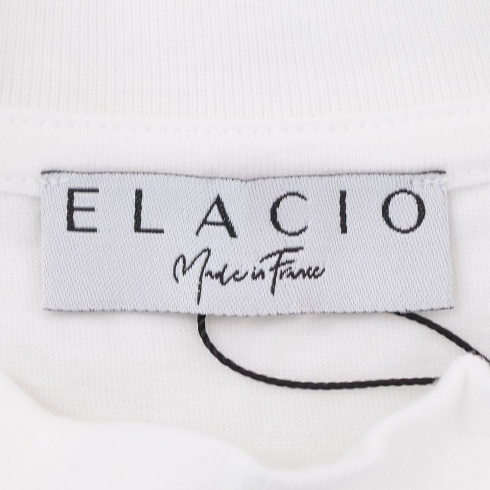 エラシオELACIOモックネック半袖Tシャツメンズショートスリーブカットソーコットンスムースジャージーホワイト白無地デザインレギュラーシルエット国内正規品でらでら公式ブランド