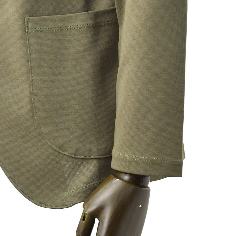 【preSALE!20%off】ノミアモnomiamoカジュアルジャケットメンズ2つ釦シングルフロントスムースコットンジャージーオリーブ裾スリットレギュラーシルエットカーディガン日本製国内正規品でらでら公式ブランド