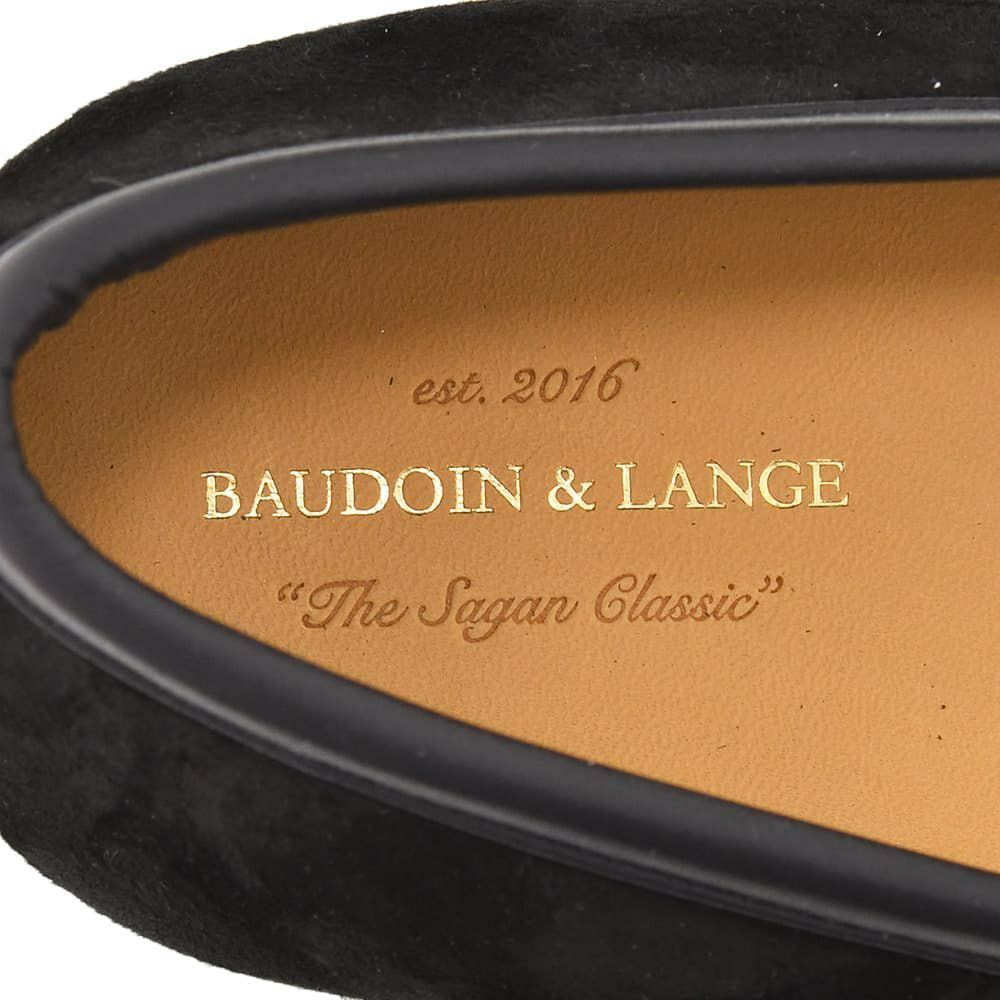 ボードインアンドランジBAUDOIN&LANGEベルジャンシューズメンズSaganモデルクラシックタッセルローファーClassicTasselsブラック黒スエードレザーラバーソール国内正規品でらでら公式ブランド