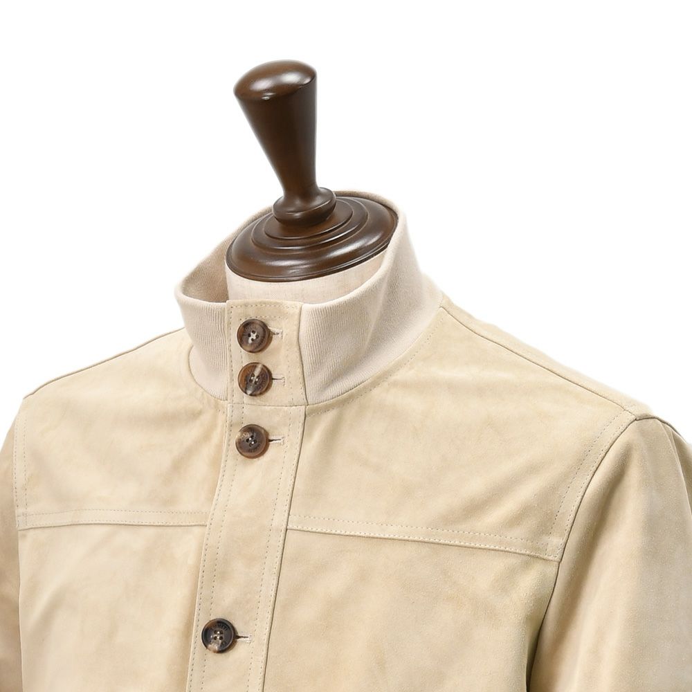 【ポイント8倍7/119:59まで】エンメティEMMETIドライビングブルゾンメンズGUS2モデルフライトジャケットA1型スペシャルカーフスキンスエードベージュスリムシルエット袖カフ仕様国内正規品でらでら公式ブランド