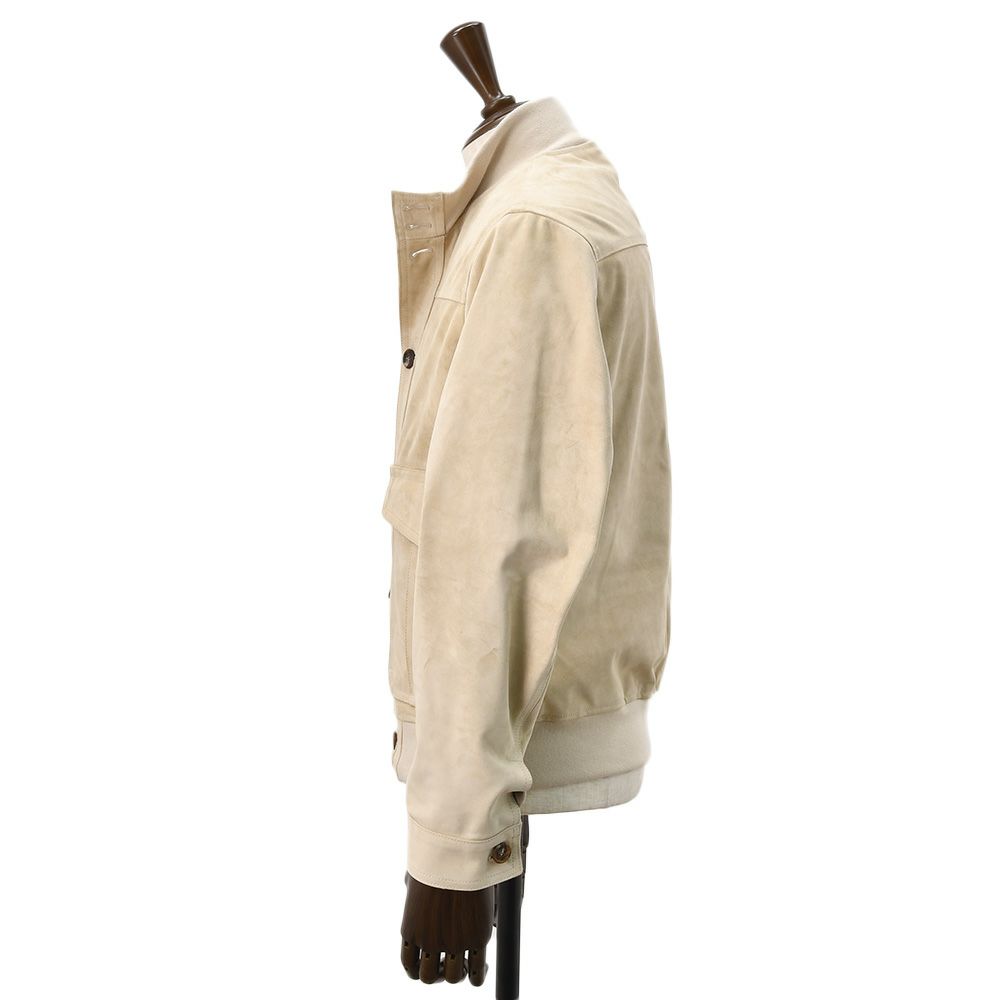 【ポイント8倍7/119:59まで】エンメティEMMETIドライビングブルゾンメンズGUS2モデルフライトジャケットA1型スペシャルカーフスキンスエードベージュスリムシルエット袖カフ仕様国内正規品でらでら公式ブランド