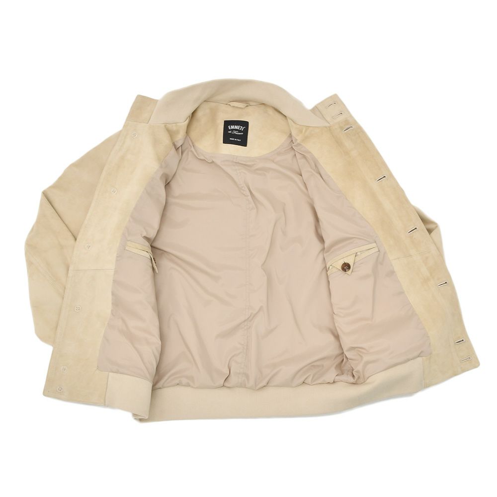 【ポイント8倍7/119:59まで】エンメティEMMETIドライビングブルゾンメンズGUS2モデルフライトジャケットA1型スペシャルカーフスキンスエードベージュスリムシルエット袖カフ仕様国内正規品でらでら公式ブランド