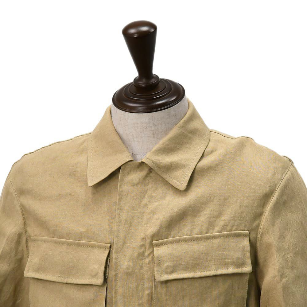 【preSALE!20%off】ベルウィッチBERWICHシャツアウターメンズワーカーマンモデルJWORKERMANワークブルソンリネンファブリックサンドベージュフラップ付き胸ポケットレギュラーフィット国内正規品でらでら公式ブランド