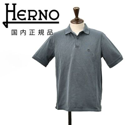 【ポイント8倍7/119:59まで】ヘルノHERNO半袖ポロシャツメンズ2つ釦コットン鹿の子ネイビー紺レギュラーフィットショートスリーブ製品染めブランドロゴ刺繍国内正規品でらでら公式ブランド