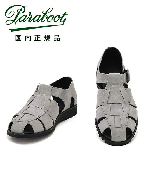 パラブーツPARABOOTグルカサンダルメンズPACIFICパシフィックライトグレーベロアスエードSPORTソールグラディエーター編み込みストラップ調節国内正規品でらでら公式ブランド