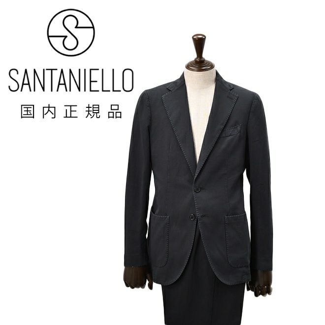 【preSALE!20%off】サンタ二エッロSANTANIELLOシングルスーツメンズセットアップコットンリネン綿麻ICEGABブラック黒2Bジャケット×1プリーツスラックス製品洗い国内正規品でらでら公式ブランド