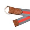 アルベルトルティALBERTOLUTIリングベルトメンズリボンベルトコットン×型押しレザーグレー×レッド30mm幅ブランド刻印シルバー真鍮バックル国内正規品でらでら公式ブランド
