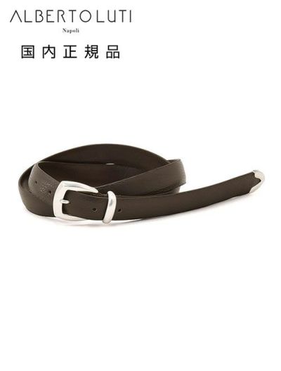 完売品　OLUTI【干場モデル】 本革スエード黒 ベルト 95 アルベルト ルティ ALBERTO LUTI レザーメッシュベルト メンズ