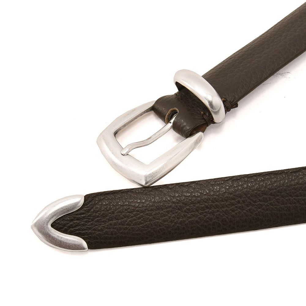 アルベルトルティALBERTOLUTIレザーベルトメンズプンターレ鹿革ディアスキンブラウン茶色25mm幅ブランド刻印シルバー真鍮バックル国内正規品でらでら公式ブランド