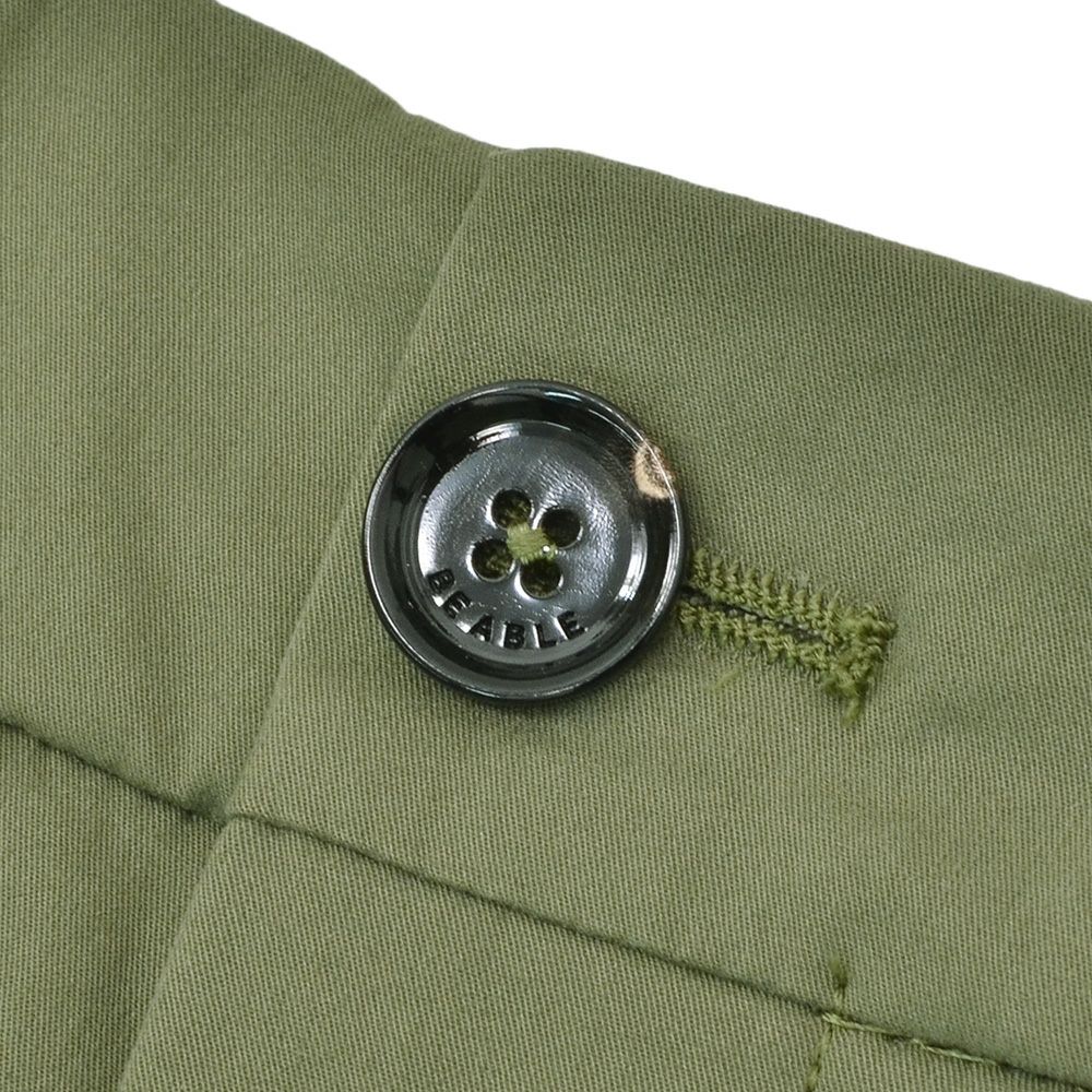 【preSALE!20%off】ビーエイブルBEABLEテーパードスラックスメンズ1プリーツパンツRICCARDOコットンストレッチオリーブバックシャーリング仕様ドローコードストレッチ国内正規品でらでら公式ブランド