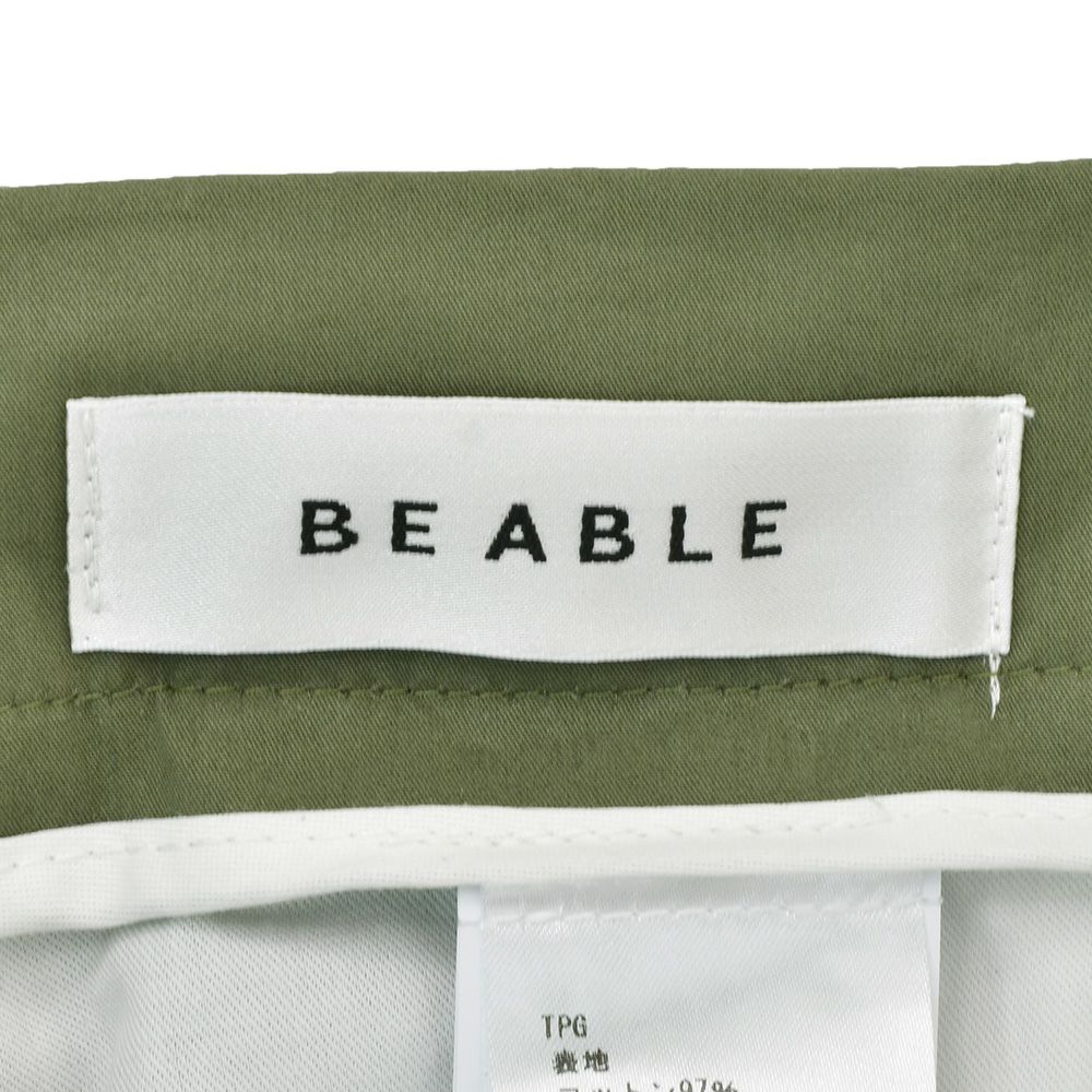 【preSALE!20%off】ビーエイブルBEABLEテーパードスラックスメンズ1プリーツパンツRICCARDOコットンストレッチオリーブバックシャーリング仕様ドローコードストレッチ国内正規品でらでら公式ブランド