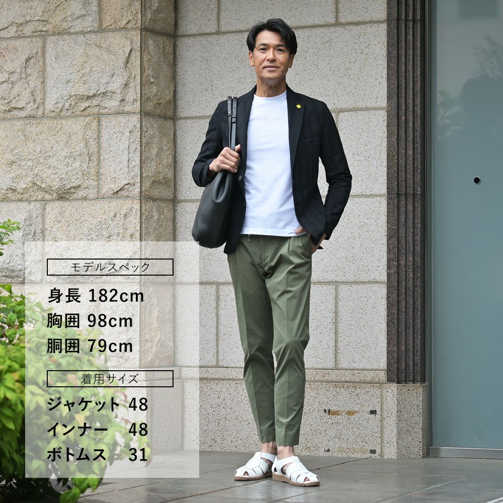 【preSALE!20%off】ビーエイブルBEABLEテーパードスラックスメンズ1プリーツパンツRICCARDOコットンストレッチオリーブバックシャーリング仕様ドローコードストレッチ国内正規品でらでら公式ブランド