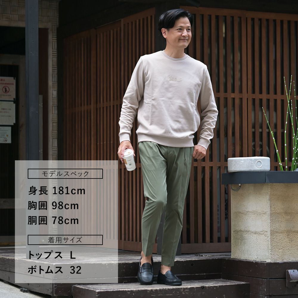 【preSALE!20%off】ビーエイブルBEABLEテーパードスラックスメンズ1プリーツパンツRICCARDOコットンストレッチオリーブバックシャーリング仕様ドローコードストレッチ国内正規品でらでら公式ブランド