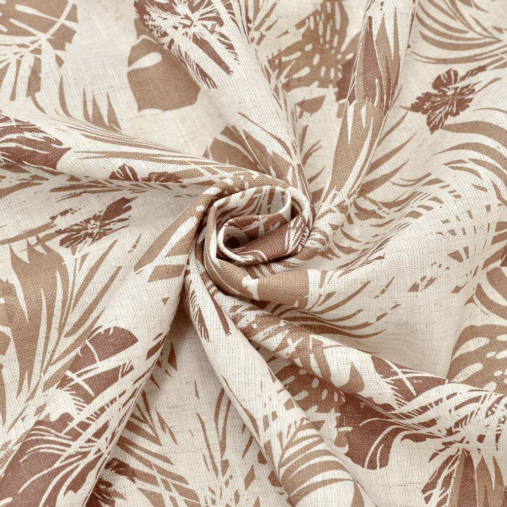 ジャンネットGIANNETTO半袖開襟シャツメンズMARACAIBOマラカイボオープンカラーベージュ×ブラウンリネンコットン生地ボタニカル柄アロハシャツイタリア製国内正規品でらでら公式ブランド