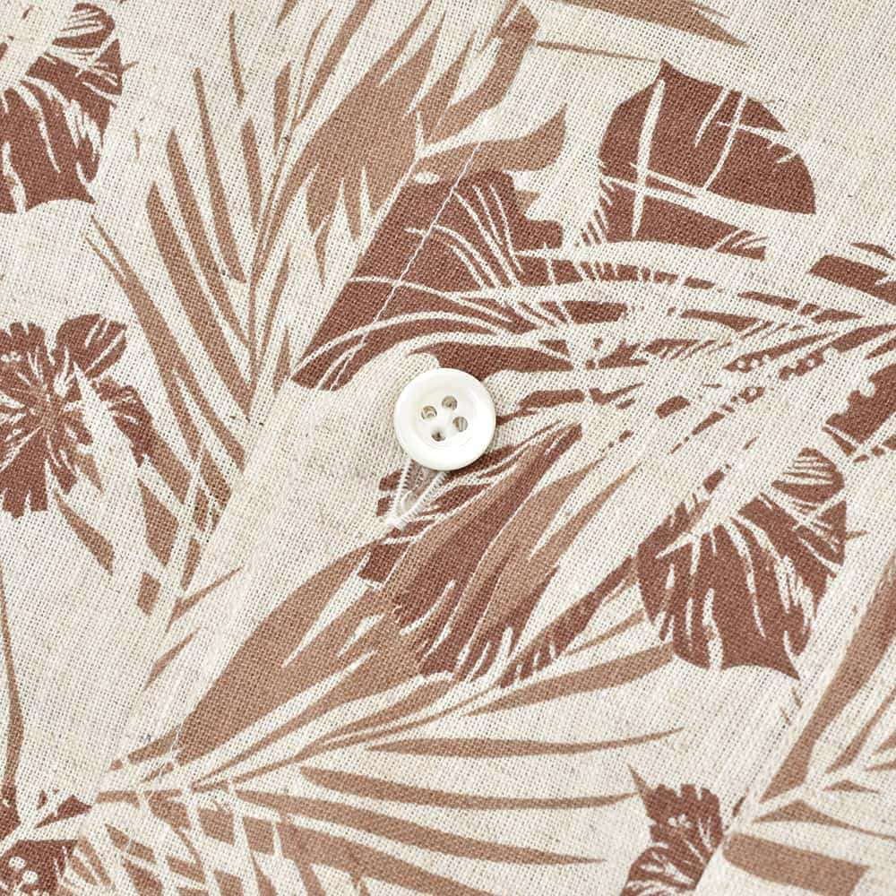 ジャンネットGIANNETTO半袖開襟シャツメンズMARACAIBOマラカイボオープンカラーベージュ×ブラウンリネンコットン生地ボタニカル柄アロハシャツイタリア製国内正規品でらでら公式ブランド