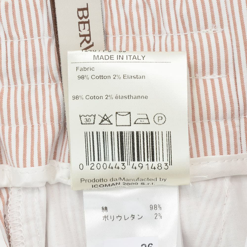 ベルウィッチBERWICHイージースラックスメンズジムモデルSAKE1PGYMテーパードパンツコードレン生地ブラウン×ホワイトストライプ柄ゴムウエスト&ドローコード仕様国内正規品でらでら公式ブランド