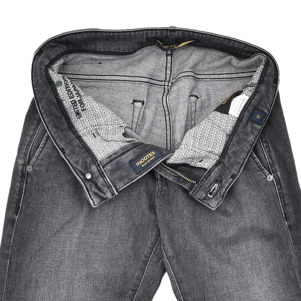 【preSALE!20%off】インコテックスブルーディヴィジョンINCOTEXBLUEDIVISIONデニムスラックスメンズストレッチジーンズブラックウォッシュスリムテーパードレザーバックパッチ国内正規品でらでら公式ブランド
