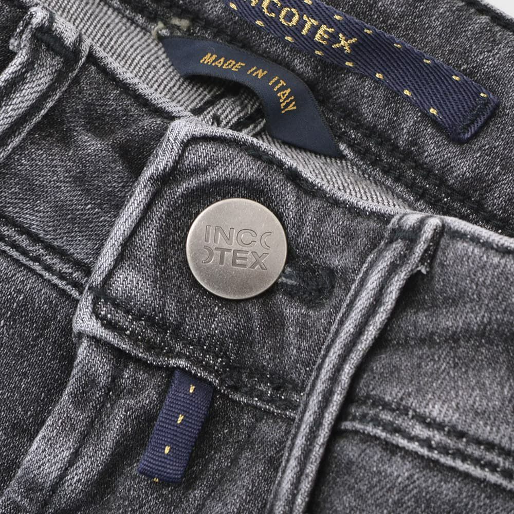 【preSALE!20%off】インコテックスブルーディヴィジョンINCOTEXBLUEDIVISIONデニムスラックスメンズストレッチジーンズブラックウォッシュスリムテーパードレザーバックパッチ国内正規品でらでら公式ブランド