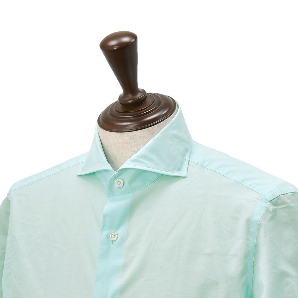ジャンネットGIANNETTO長袖カジュアルシャツメンズブロード生地ヴィンチフィットVINCIFITミントブルーホリゾンタル襟コットン100％イタリア製国内正規品でらでら公式ブランド