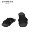 プレディビーノPREDIBINOスリッパ型サンダルメンズスエードレザークロスデザイン1730モデルブラック黒レザーソールフットベッド仕様イタリア製でらでら公式ブランド