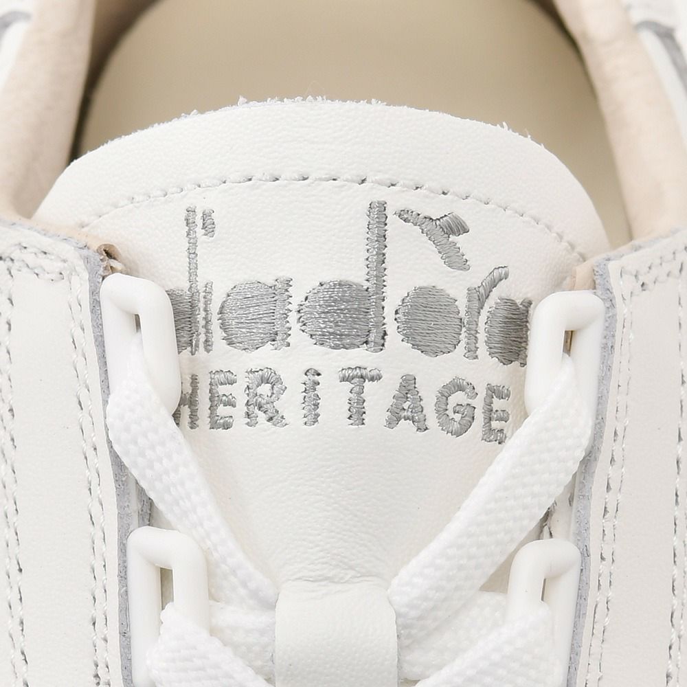 ディアドラヘリテージDIADORAHERITAGEレザーシューズメンズスニーカービーエリート84B.ELITE84カーフレザーホワイト×シルバーラバーソールレースアップ国内正規品でらでら公式ブランド