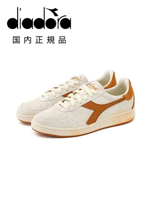 ディアドラヘリテージDIADORAHERITAGEレザースニーカーメンズローカットシューズビーエリートアッセーザB.ELITEASCESAスエードホワイト×オレンジブラウンラバーソール国内正規品でらでら公式ブランド