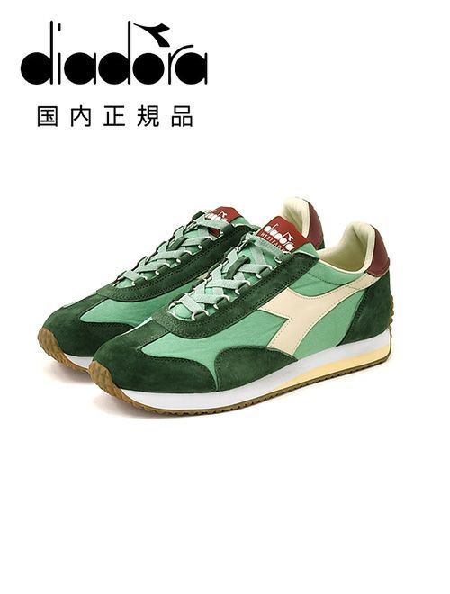 ディアドラヘリテージDIADORAHERITAGEスニーカーメンズローカットシューズエキップEQUIPECANVASSWEVOキャンバス×スエードライトグリーン×グリーンラバーソール国内正規品でらでら公式ブランド