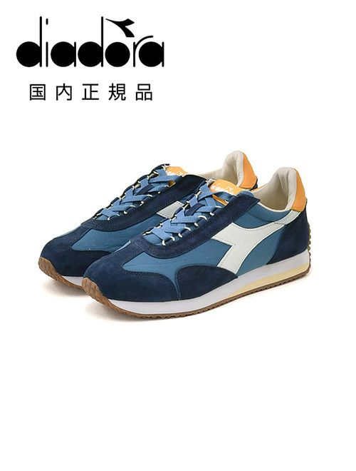 ディアドラヘリテージDIADORAHERITAGEスニーカーメンズローカットシューズエキップEQUIPECANVASSWEVOキャンバス×スエードブルー×ネイビーラバーソール国内正規品でらでら公式ブランド
