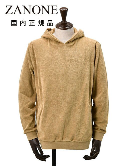 ザノーネZANONEプルオーバーパーカーメンズフーディーカプッチョCAPPUCCIOコットンパイル生地ブラウン茶色レギュラーフィットセットインスリーブ国内正規品でらでら公式ブランド