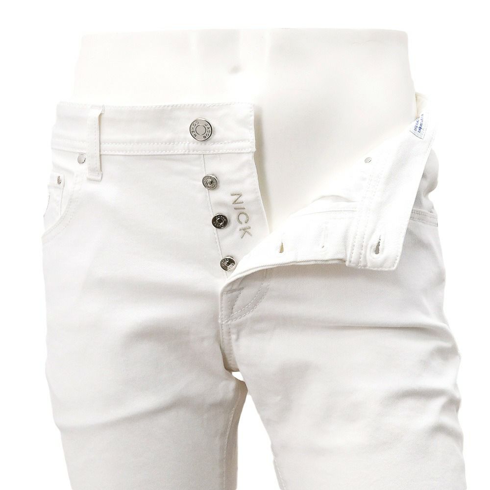 【preSALE!20%off】ヤコブコーエンJACOBCOHENホワイトデニムメンズ白デニムニックNICKコットンポリホワイト白ボタンフライ国内正規品でらでら公式ブランド