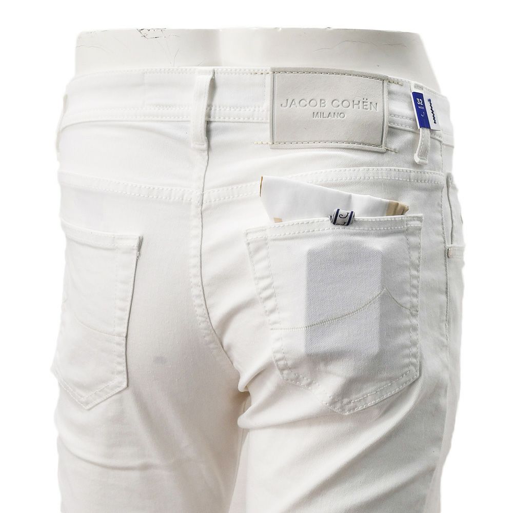 【preSALE!20%off】ヤコブコーエンJACOBCOHENホワイトデニムメンズ白デニムニックNICKコットンポリホワイト白ボタンフライ国内正規品でらでら公式ブランド